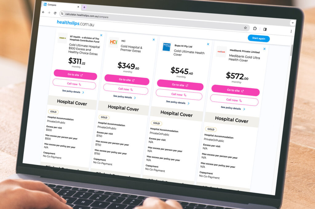 screenshot of the healthslips calculator